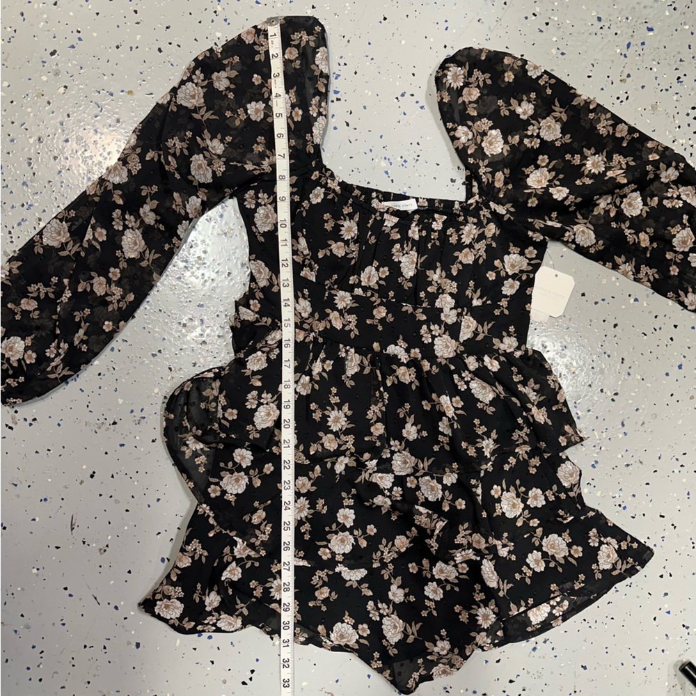 Altar’d State Long Sleeve‎ Floral Mini Dress Black New Girls Large Boho Flowy - Picture 8 of 9